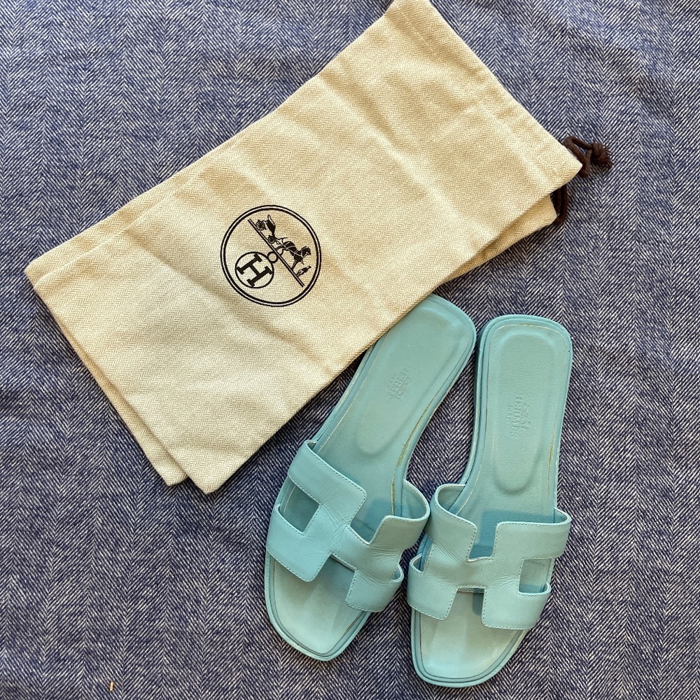 HERMES light blue oran sandals